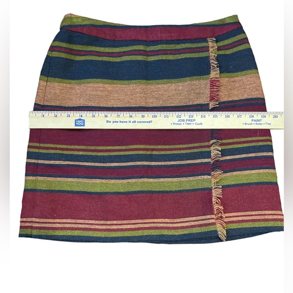 Womens multi colored mini skirt Size 6 Western Aztec Fringe Fully lined - Picture 8 of 13